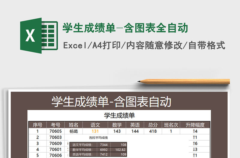 2021年學(xué)生成績單-含圖表全自動