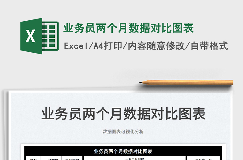 2022業(yè)務員兩個月數據對比圖表免費下載