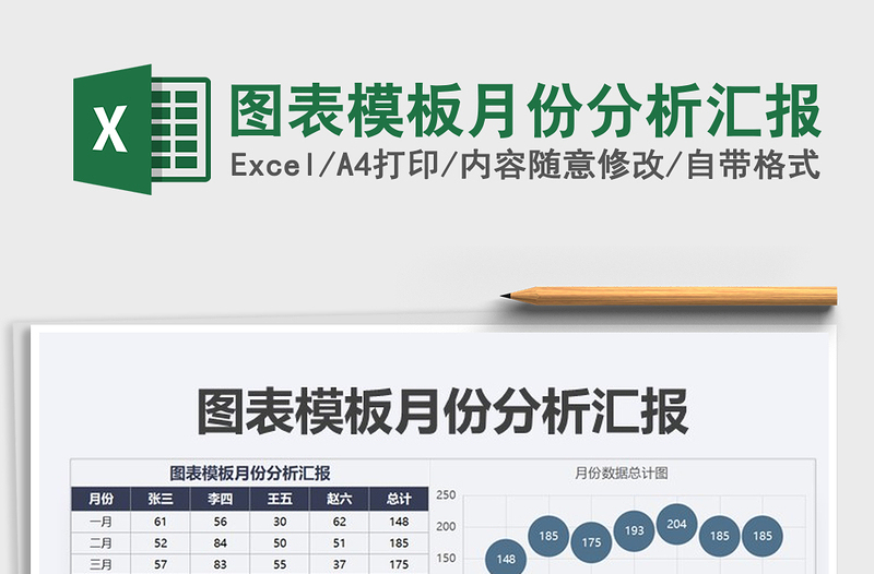 2021年圖表模板月份分析匯報(bào)