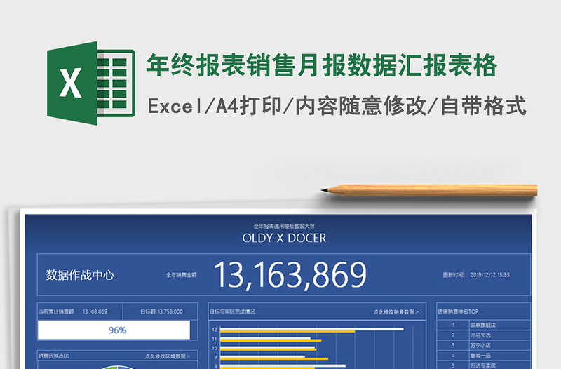 2021年年终报表销售月报数据汇报表格