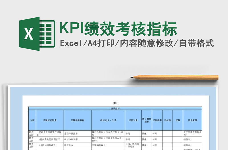 2021KPI績效考核指標免費下載