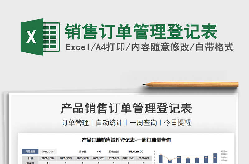 2021銷(xiāo)售訂單管理登記表免費(fèi)下載