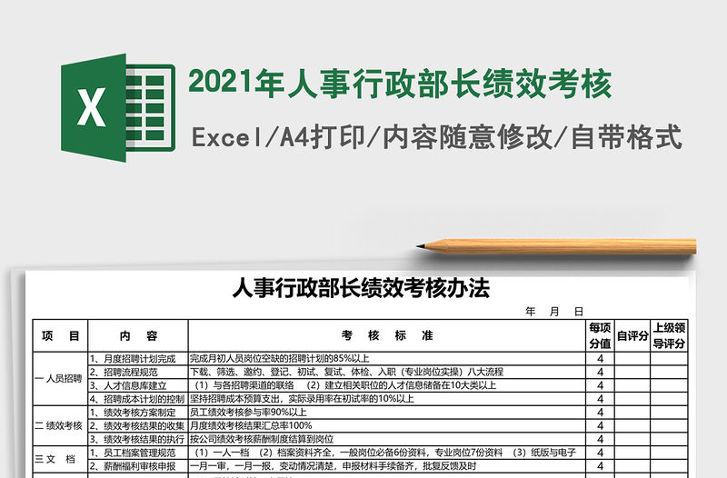 2021年人事行政部長(zhǎng)績(jī)效考核