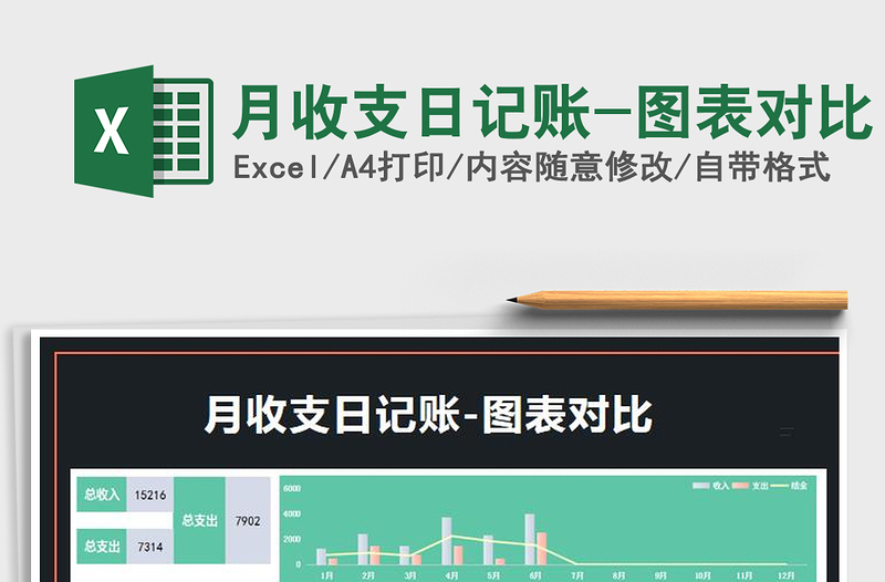 2021年月收支日记账-图表对比