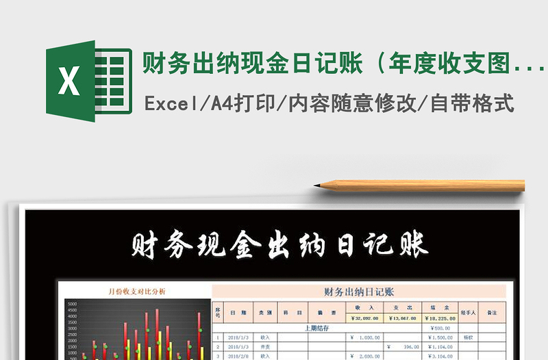 2021年財(cái)務(wù)出納現(xiàn)金日記賬（年度收支圖表分析）