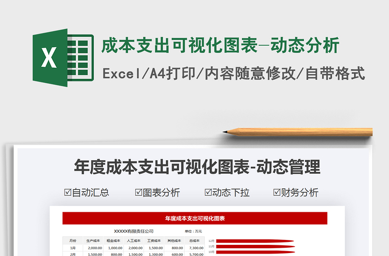 2021年成本支出可視化圖表-動(dòng)態(tài)分析免費(fèi)下載
