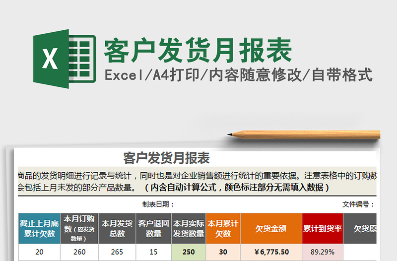 2021年客戶發(fā)貨月報表