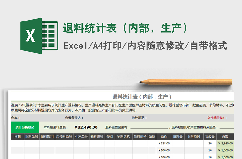 2021年退料統(tǒng)計表(內(nèi)部,生產(chǎn))