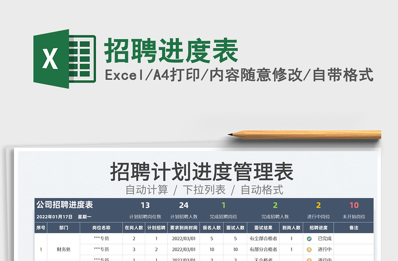 2022招聘進(jìn)度表免費(fèi)下載