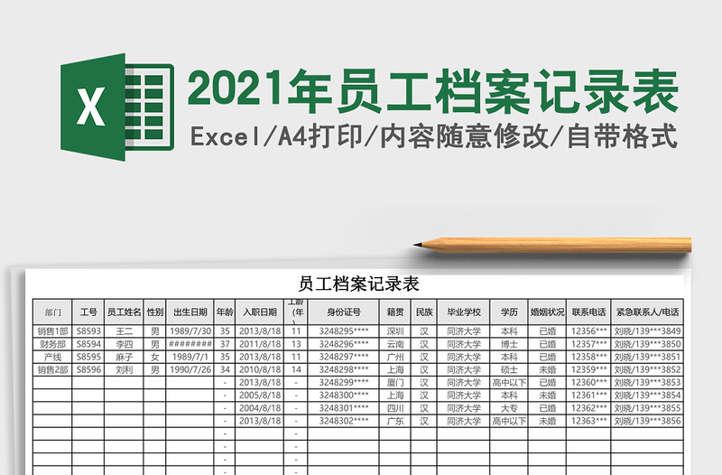 2021年員工檔案記錄表