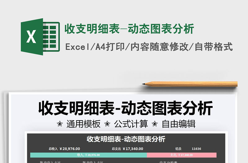 2021收支明細(xì)表-動(dòng)態(tài)圖表分析免費(fèi)下載