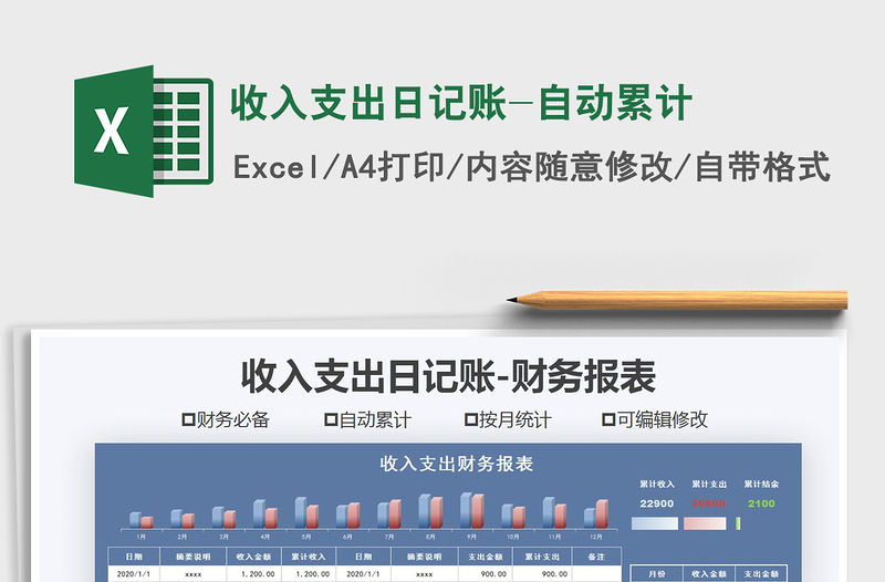 2021年收入支出日記賬-自動累計