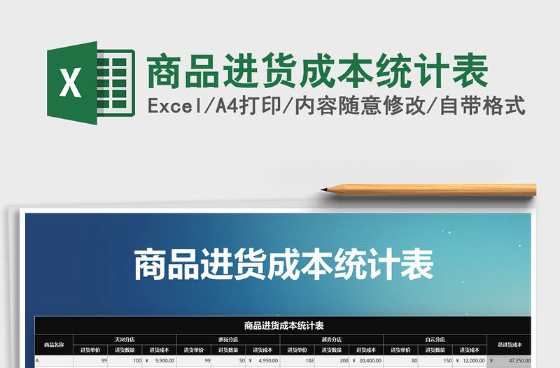2021年商品進貨成本統(tǒng)計表