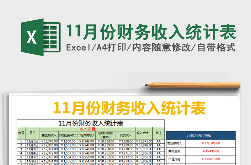 2021年11月份財務(wù)收入統(tǒng)計(jì)表
