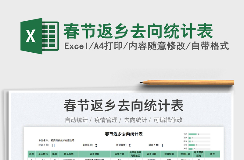 2022春節(jié)返鄉(xiāng)去向統(tǒng)計(jì)表免費(fèi)下載