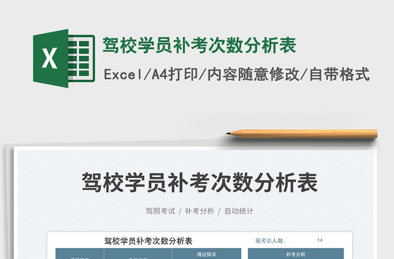 2023驾校学员补考次数分析表免费下载