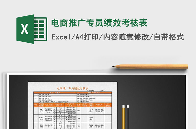 2021年電商推廣專員績效考核表