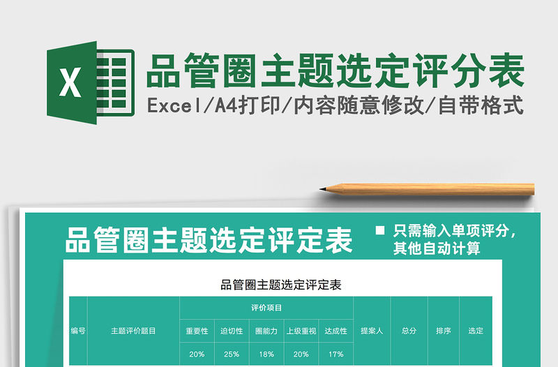 2021品管圈主題選定評分表免費下載