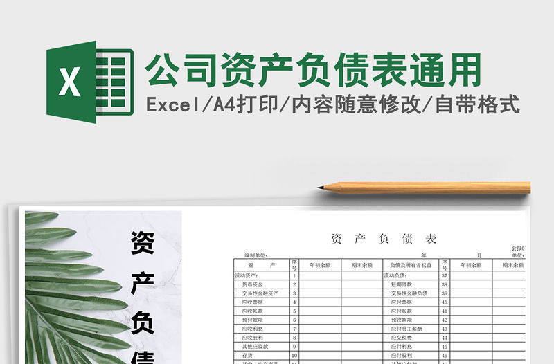 2021年公司資產負債表通用