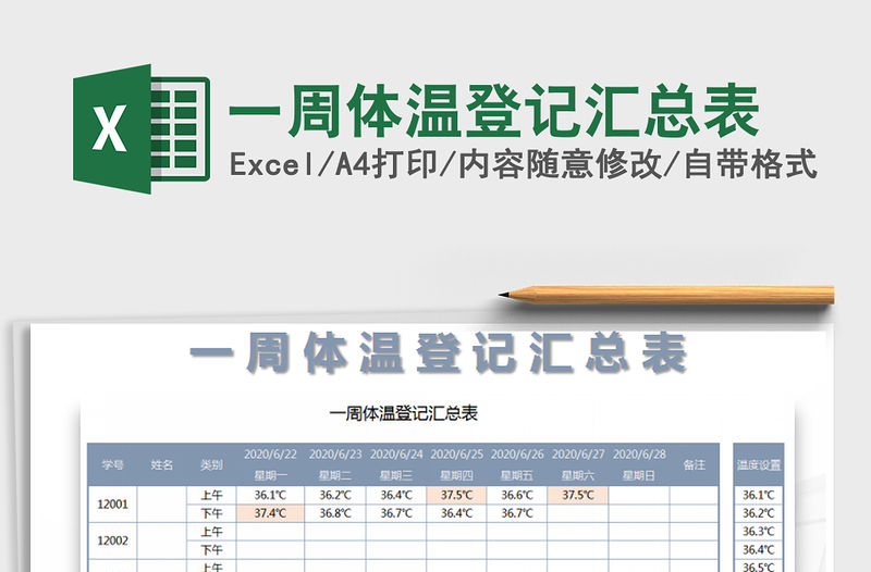 2021年一周體溫登記匯總表