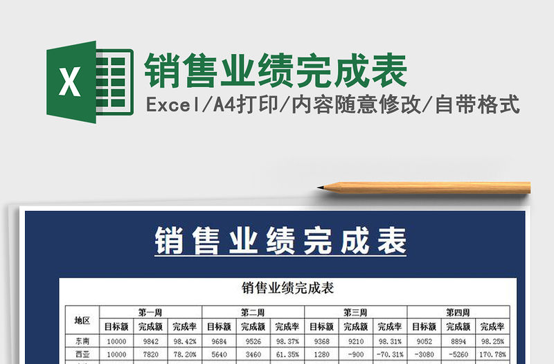 2021年銷售業績完成表免費下載