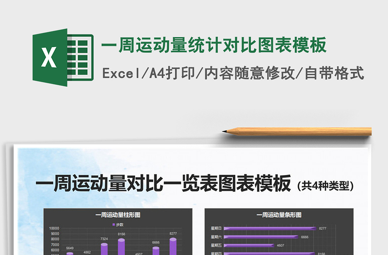 2022一周运动量统计对比图表模板免费下载