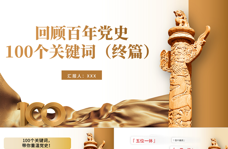 2021建黨100周年回顧百年黨史100個(gè)關(guān)鍵詞PPT模板(終篇)