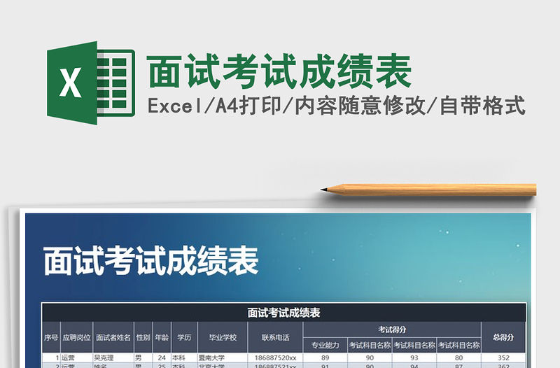 2021年面試考試成績表