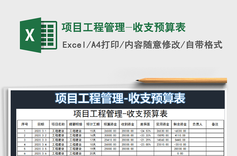 2022项目工程管理-收支预算表免费下载