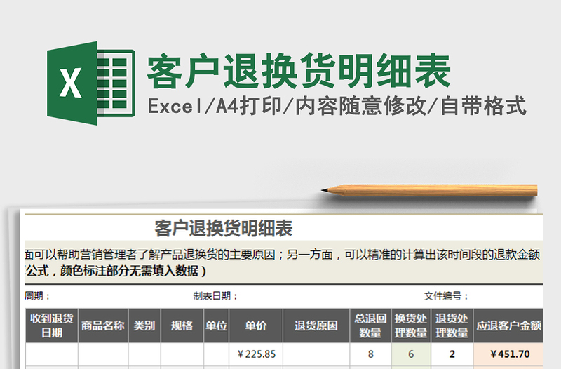 2021年客戶退換貨明細(xì)表