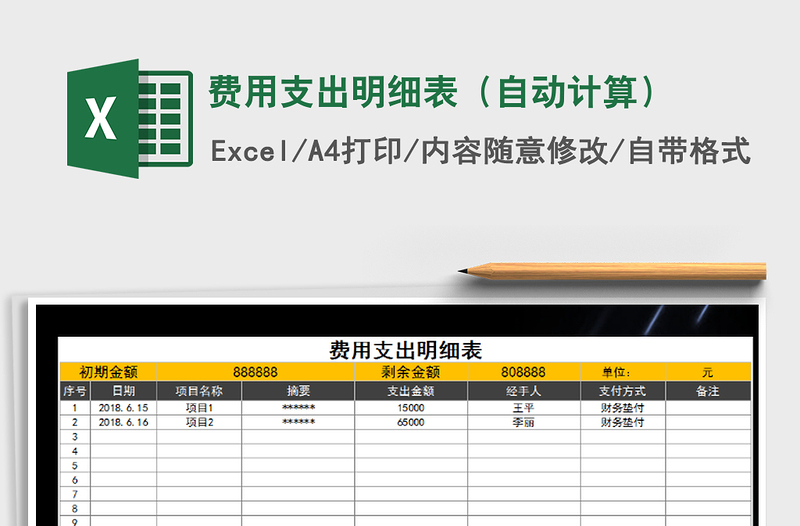 2022年费用支出明细表（自动计算）