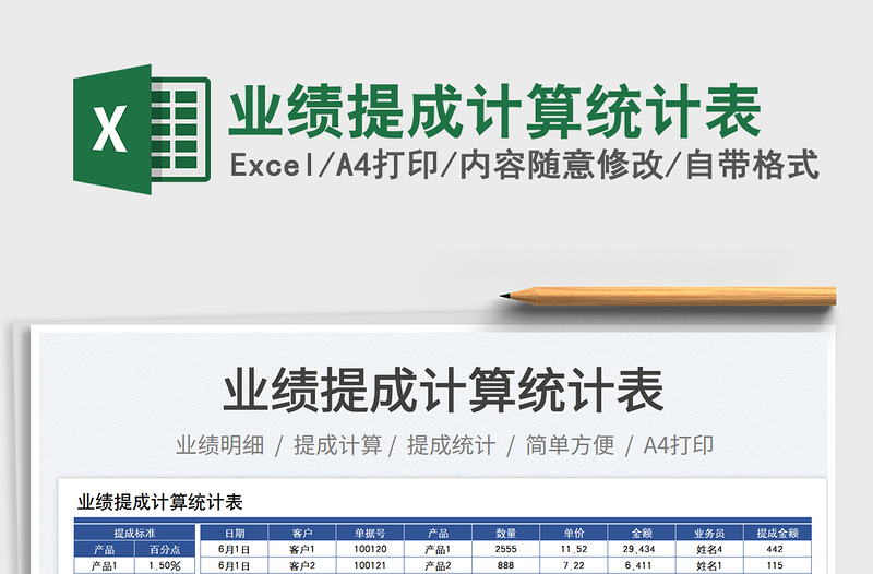 2023業(yè)績提成計算統(tǒng)計表免費下載