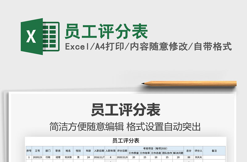 2021年員工評分表