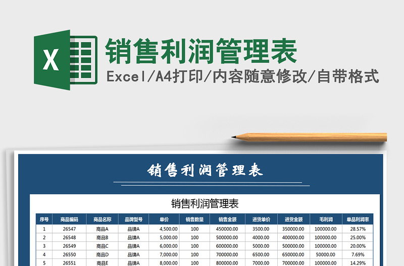 2022年銷售利潤管理表免費下載