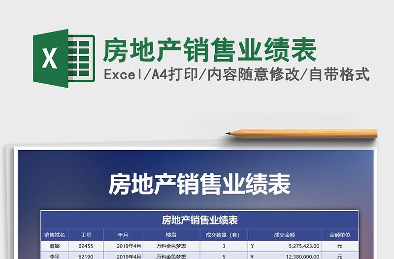 2021年房地產(chǎn)銷售業(yè)績(jī)表