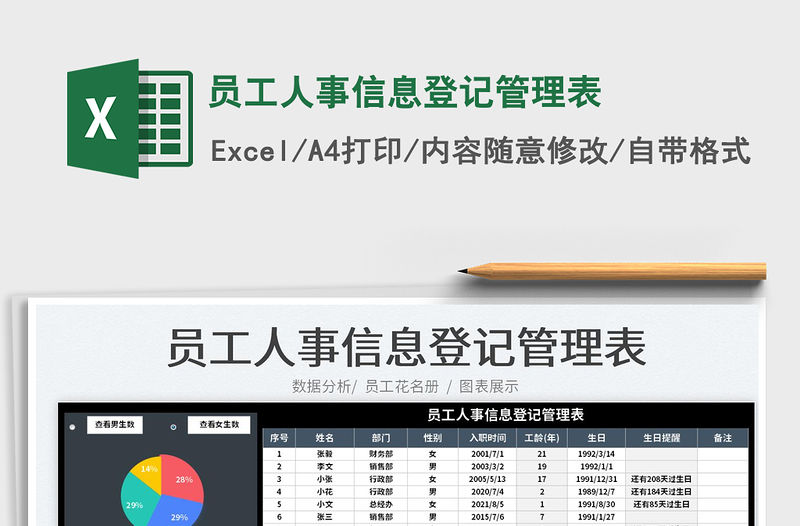 2023員工人事信息登記管理表免費下載