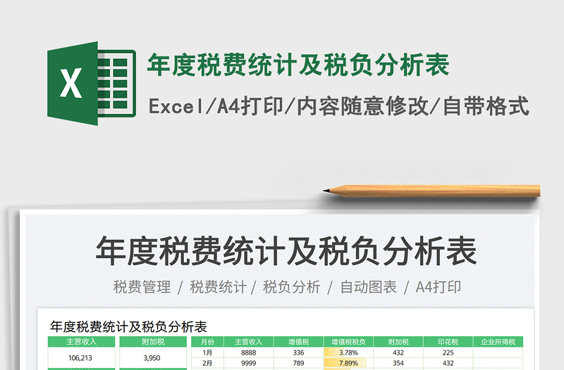 年度税费统计及税负分析表免费下载