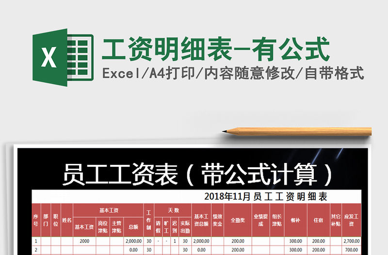 2021年工資明細(xì)表-有公式