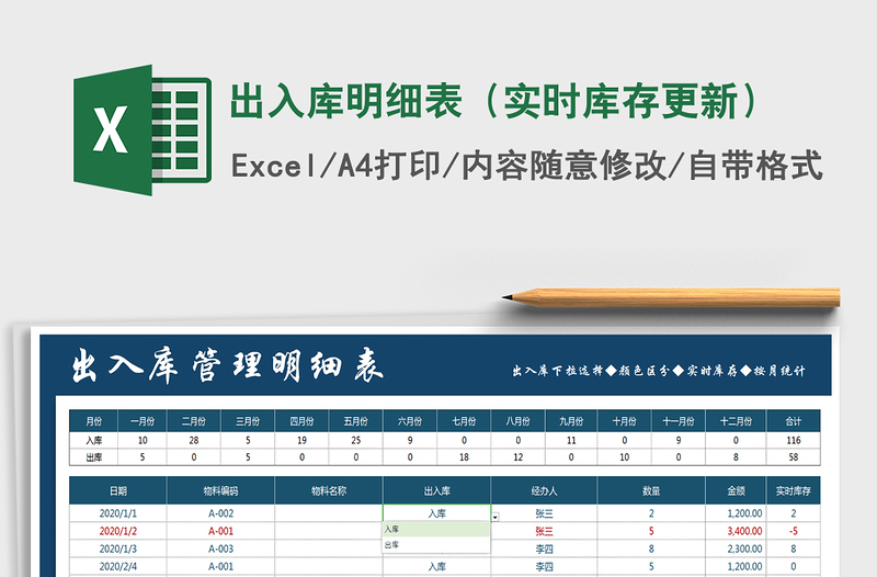 2021年出入库明细表（实时库存更新）