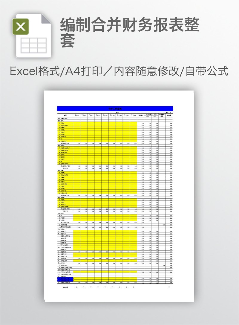 编制合并财务报表整套