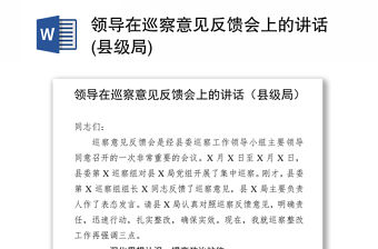 領導在巡察意見反饋會上的講話(縣級局)