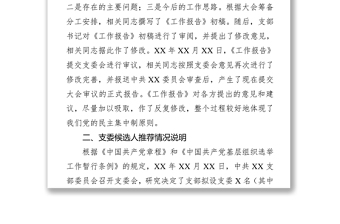 中共XX支部委員會黨員大會籌備工作報告