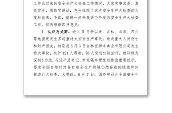 在全市安全生產(chǎn)大檢查工作推進(jìn)會(huì)上的講話