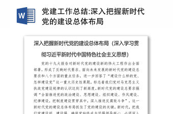 黨建工作總結:深入把握新時代黨的建設總體布局