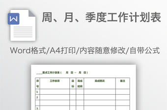 周、月、季度工作計劃表