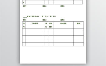 周、月、季度工作計劃表