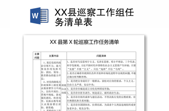 XX縣巡察工作組任務(wù)清單表