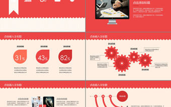 2018年紅色簡約年終匯報PPT模板