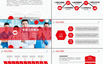 紅色微立體風格醫院工作總結匯報PPT模板