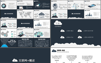 2017深蓝色互联网电子商务介绍ppt模板